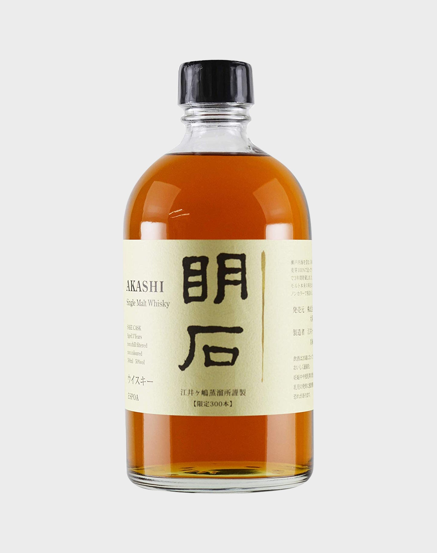 Akashi Single Malt Whisky 3 Years Old “Japanese Label”