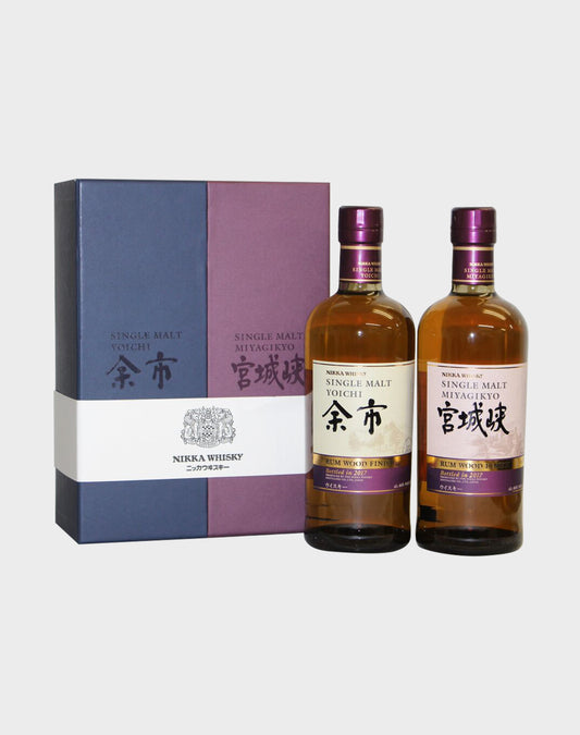 Yoichi and Miyagikyo Rum Wood Finish Set
