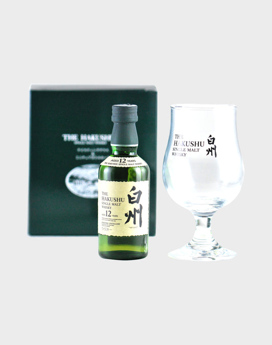 Hakushu 12 Years 50ml bottle with Tasting Glass